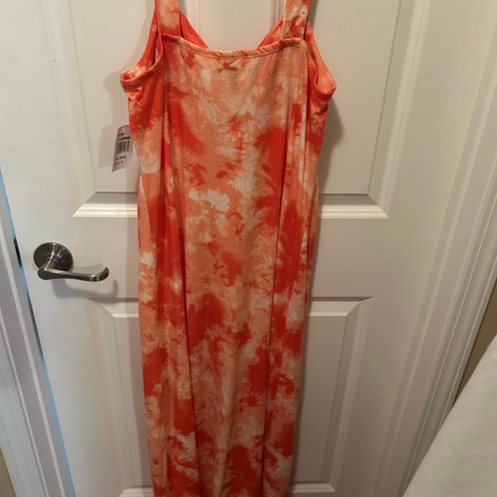 Allison Brittney Orange and Cream Maxi Dress - Picture 2 of 2
